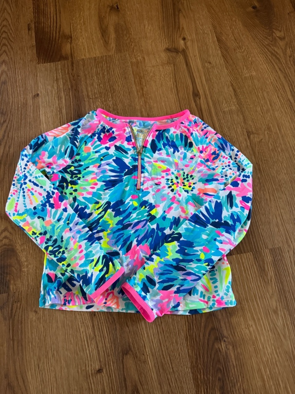 Lilly Pulitzer Girls' Long-Sleeve Floral Rashguard - Blue, Pink, Yellow XL 12/14